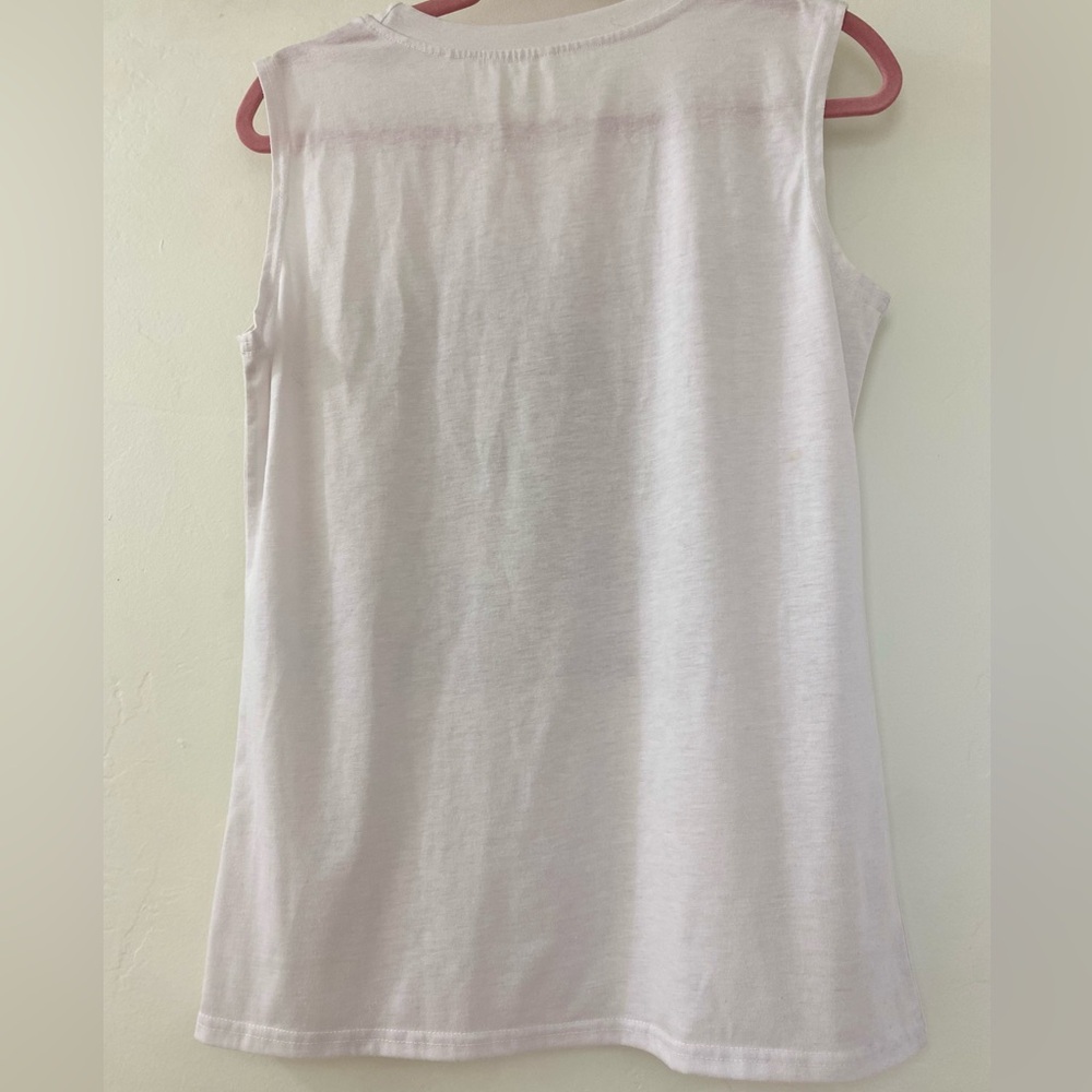 ❤️😍Boutique You Are Beautiful Graphic Skull Flower White Muscle Tee Shirt - Picture 3 of 5